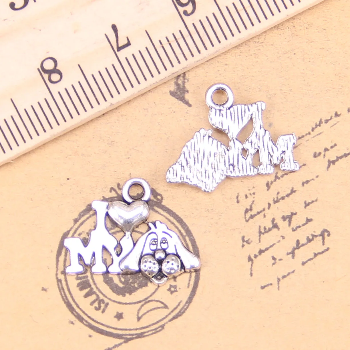 120pcs Jewelry Charms I love my dog 17mm Antique Silver Plated Pendants Making DIY Handmade Tibetan | Украшения и аксессуары
