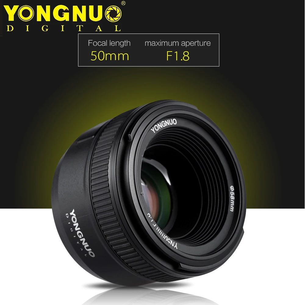 Объектив YONGNUO YN50mm F1.8 с автофокусом и большой диафрагмой для Nikon D800 D5 D4 D700 D7500 D3500 D500
