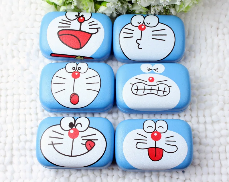 LIUSVENTINA cute Doraemon Expression кожаный ящик 6 типов футляр для контактных линз контейнер