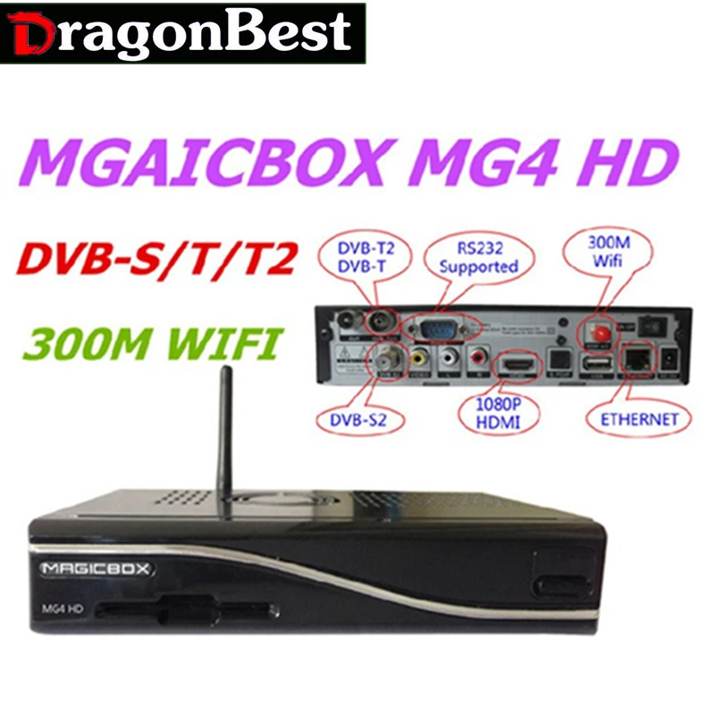 Спутниковое ТВ Приемника MAGICBOX MG4 HD DVB-S2/T2/C тюнер встроенный 300 М wi-fi multi считыватель