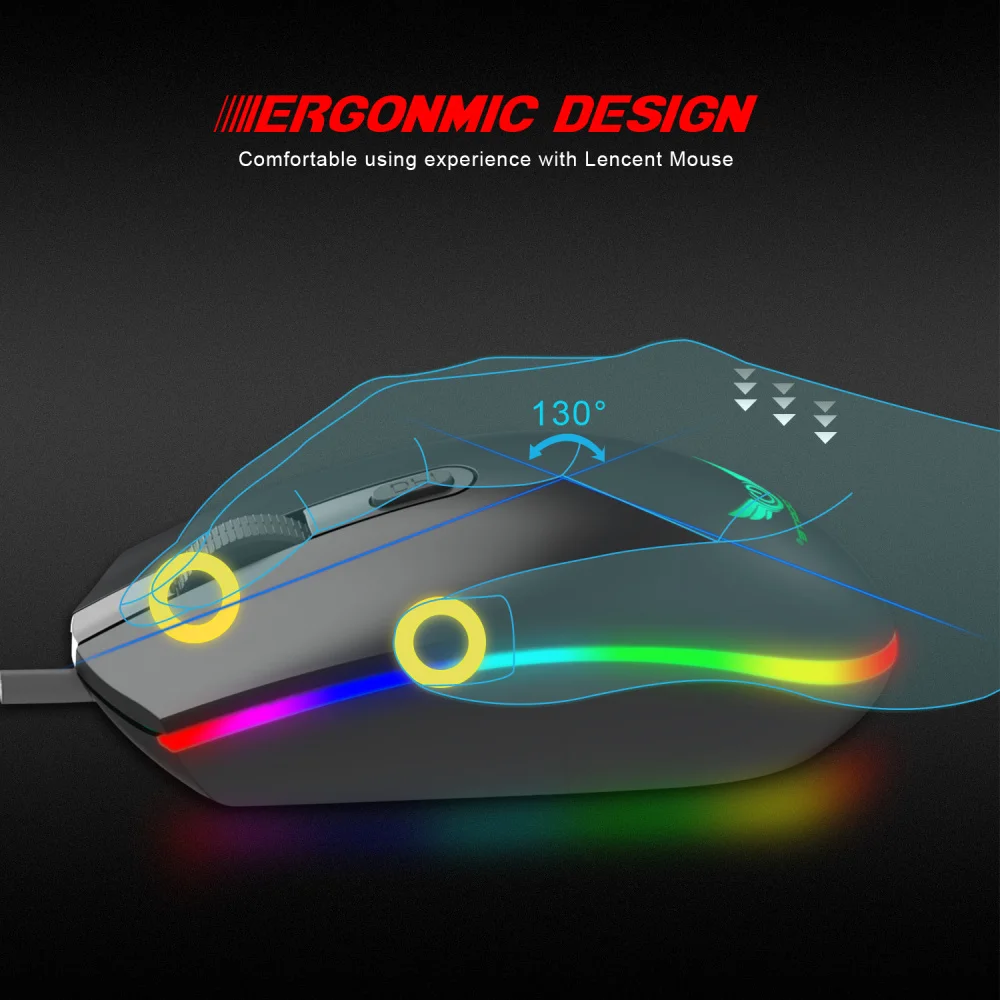Мышь Компьютерная ZERODATE Проводная с RGB подсветкой 1600DPI|Мыши| |