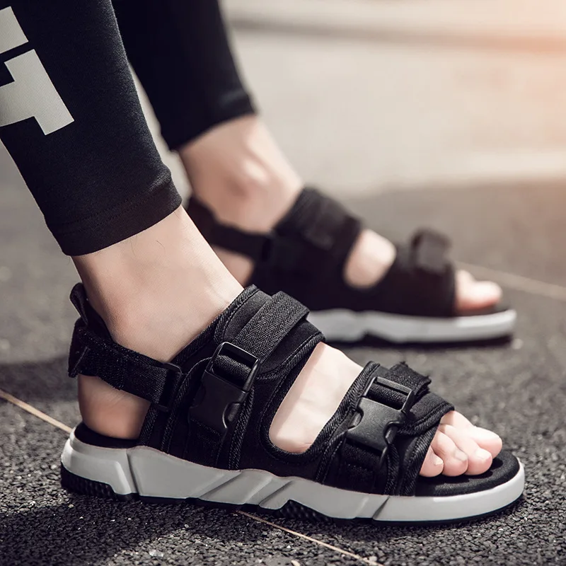 Мужские сандалии модная пляжная обувь мужская с волшебной пряжкой регулируемой