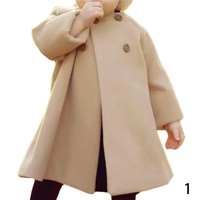 Детское зимнее теплое пальто высокого качества для девочек 4 цвета Однотонное