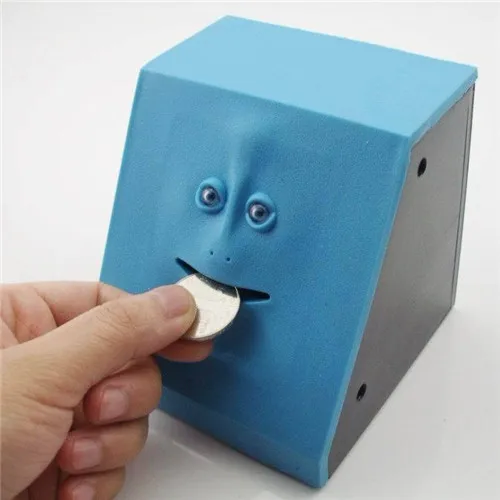 blue Забавные игрушки, лицо, деньги, коробка для еды, милое лицо, копилка, копилка, коробка для монет, копилка для денег, копилка для детей, игрушки на день рождения, подарки - Цвет: blue