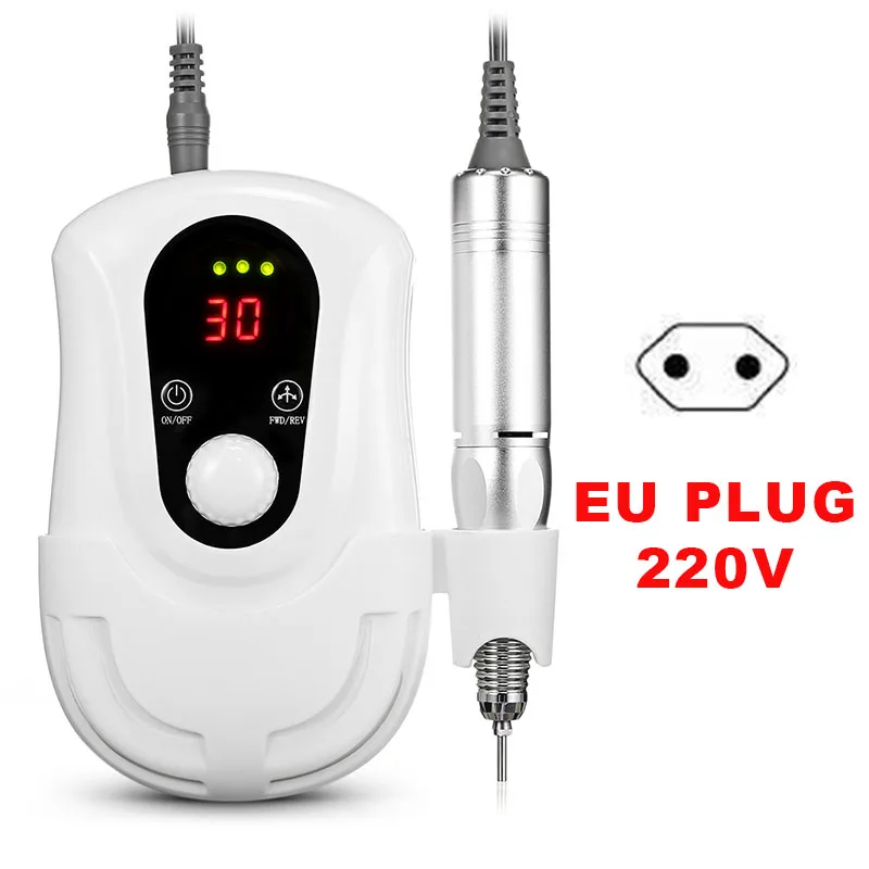 EU PLUG 220V 30000 об/мин Электрический сверлильный станок для маникюра, педикюра, инструменты с аксессуарами, профессиональный шлифовальный набор оборудования для дизайна ногтей - Цвет: EU PLUG 220V