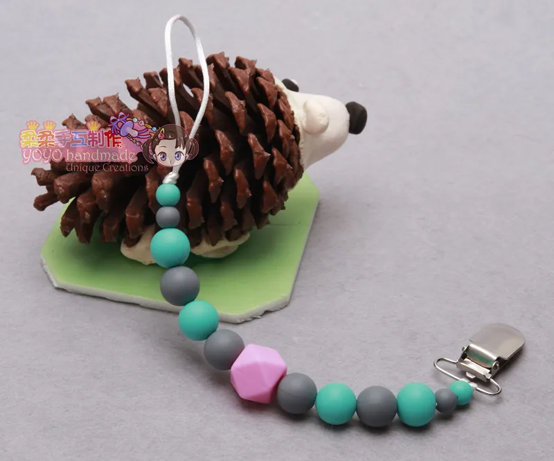 MIYOCAR пищевой силиконовый Прорезыватель пустышка зажим Зеленый Белый Силиконовый