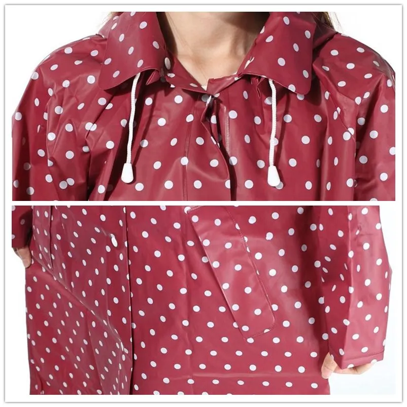 

Women Outdoor Dot Girl Lady Hooded Raincoat Travel Waterproof Riding Cloth Rain Coat For Women Poncho Long Rainwear Rain Jacket