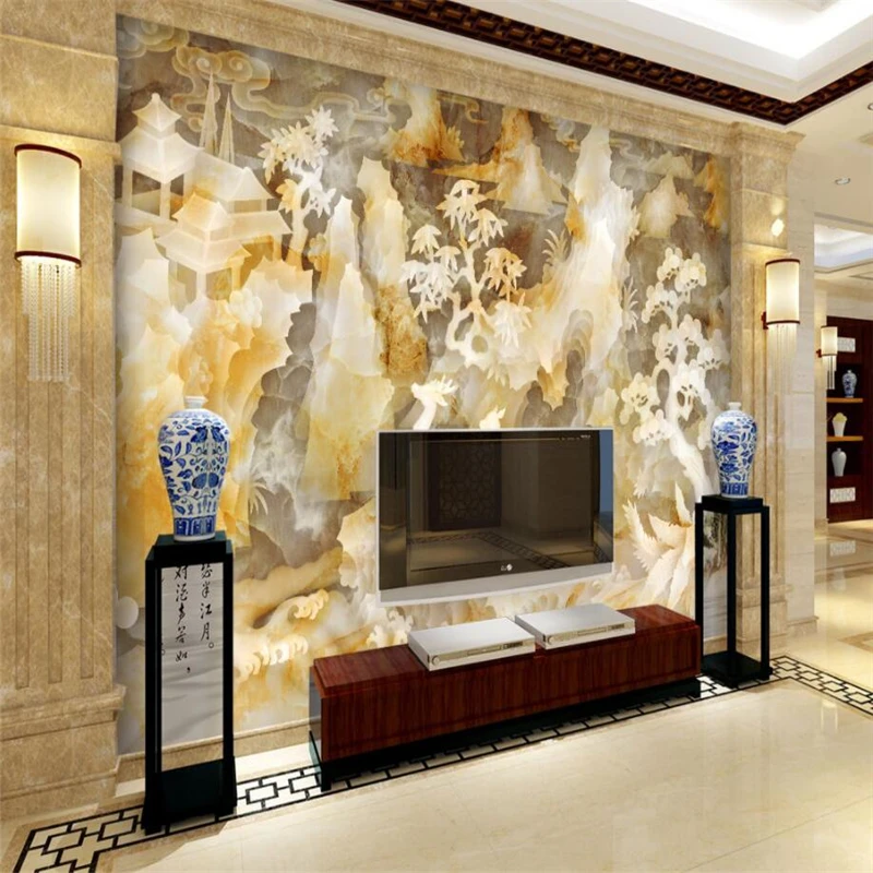 

beibehang Wallpaper custom mural living room bedroom Wallpaper landscape painting relief marble TV background wall painting