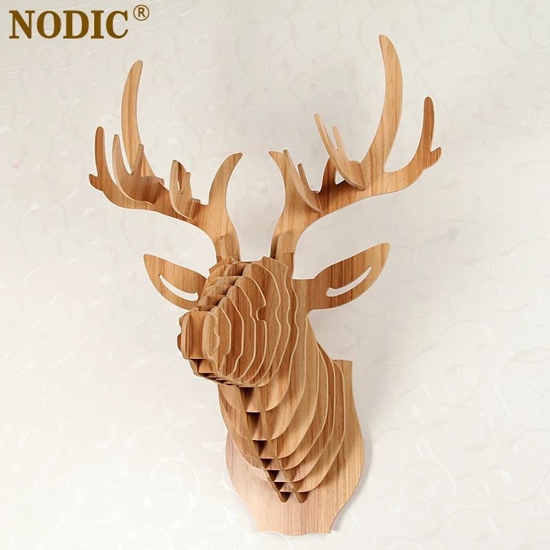 NODIC украшение для дома голова оленя деревянных ремесел настенная животного декор