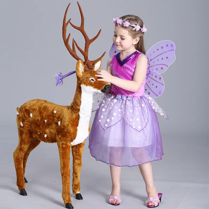 Детские платья для девочек хеллоуина костюм девушки фиолетовый фея юбка Детская