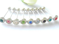 lot50pcs free shippment body piercing jewelry crystal tongue ring barnipple barbells 14g1 6mm mix colors