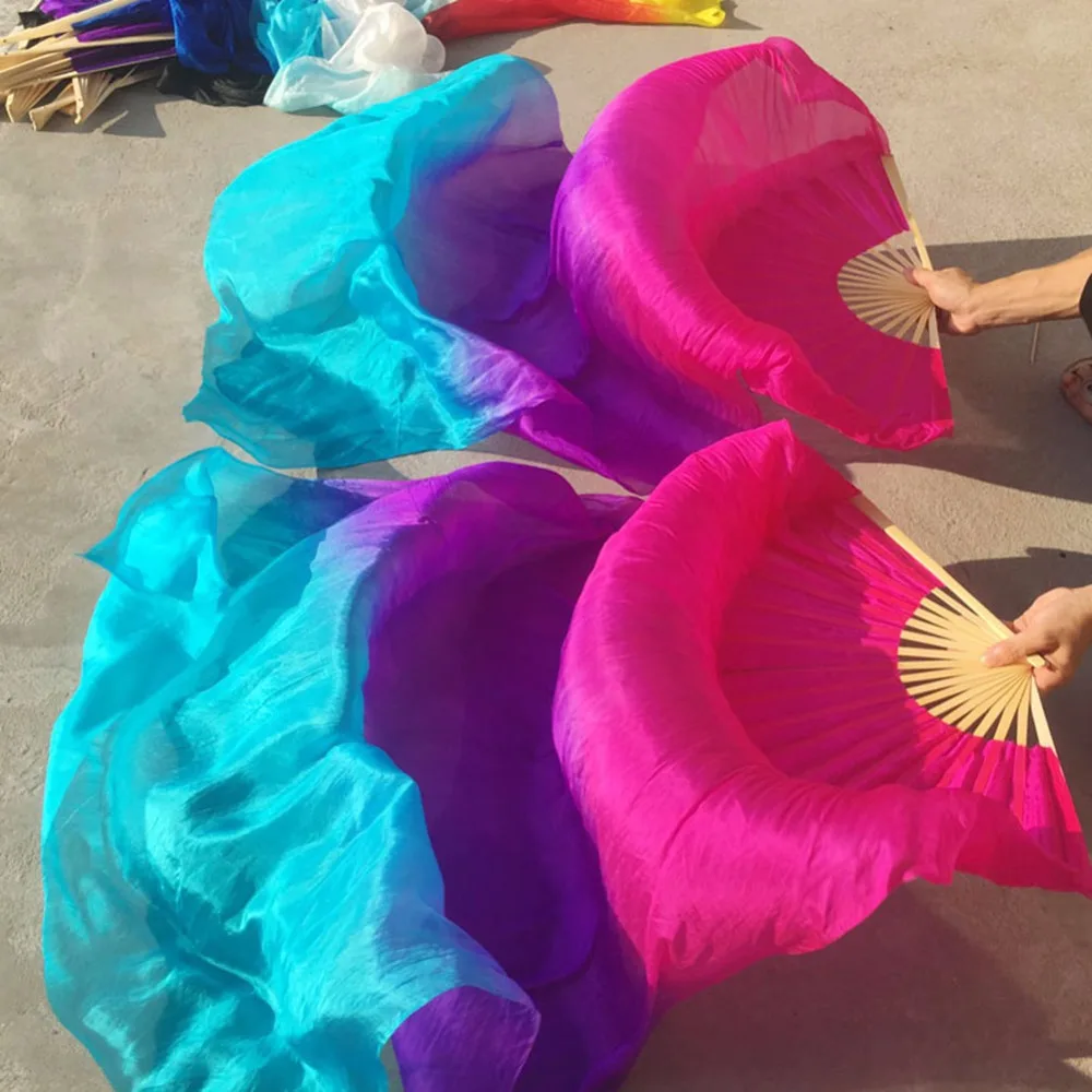 Сексуальные Фанаты для танца живота девушек 100% шелк вуаль женские красные желтые