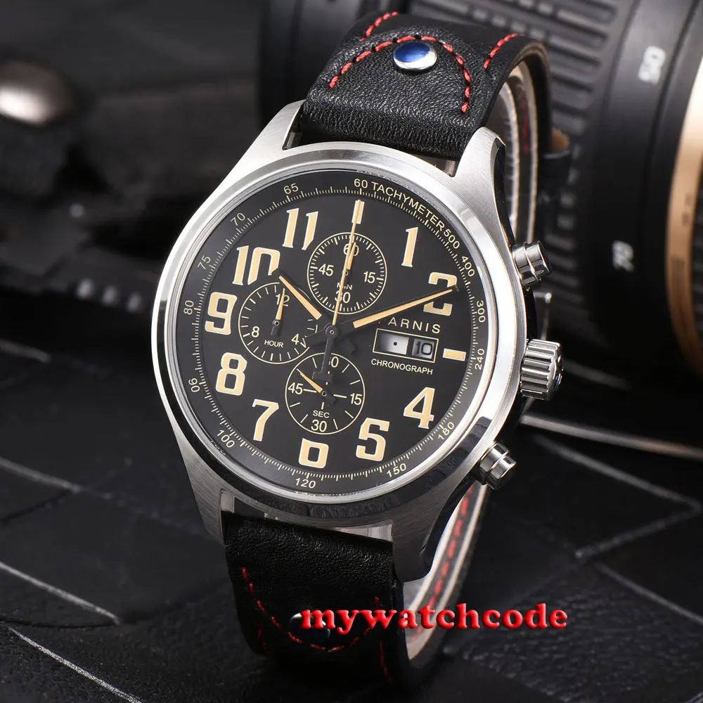 Кварцевые мужские часы с черным циферблатом parnis 43 мм|watch men|watch men quartz watchwatch watch |