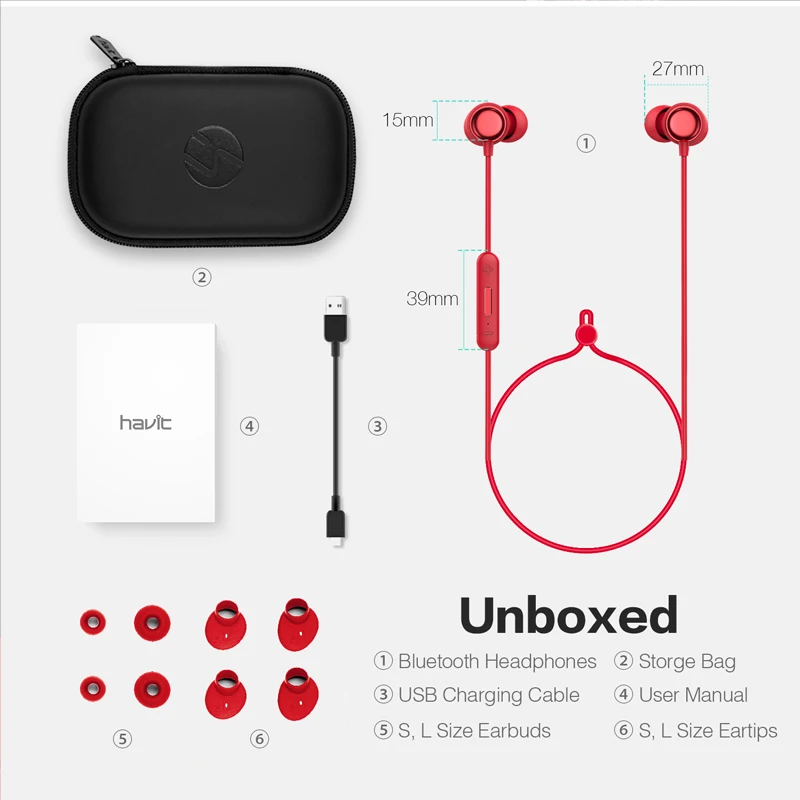 HAVIT I39 Bluetooth наушники V4.2 IPX5 устойчивое Портативный Спорт гарнитура