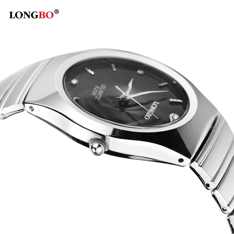 Классические мужские часы с черным циферблатом роскошные брендовые LONGBO высокое