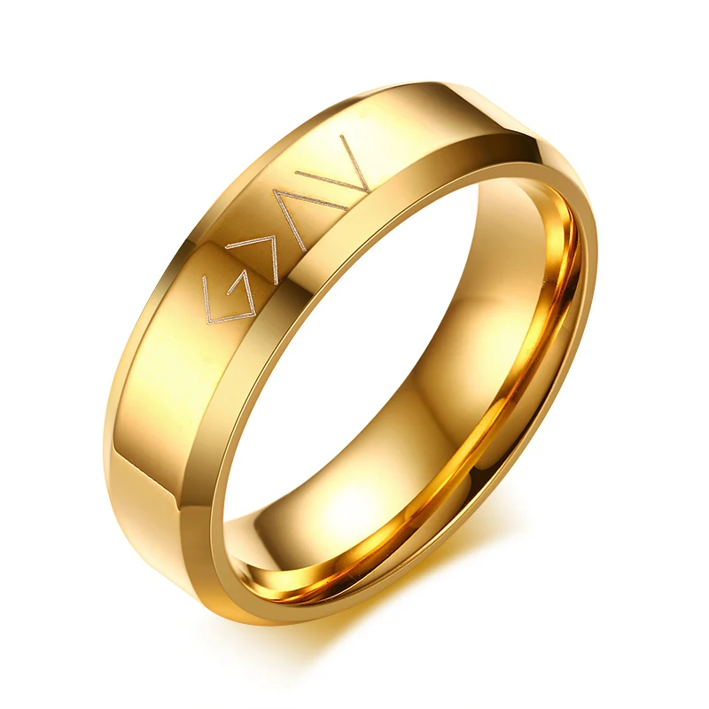 Gold XUANPAI христианская нержавеющая сталь Бог больше, чем высокие и низкие кольца для мужчин повседневные аксессуары Bijoux - Цвет основного камня: Gold