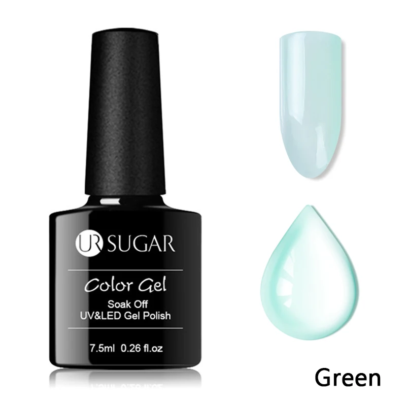 Green Ur Sugar 7,5 мл желе-розовый Гель-лак полупрозрачный Гель-лак замачиваемый дизайн ногтей УФ светодиодный Гель-лак здоровый цвет ногтей - Цвет: Green