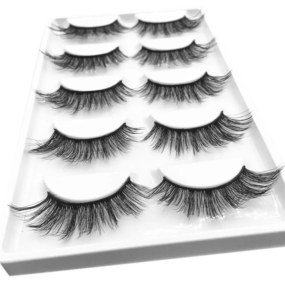 Handmade 5 Pair Full Strip Lashes Luxury 3D False Fluffy Eyelashes Long Natural Party 2U0831 | Красота и здоровье