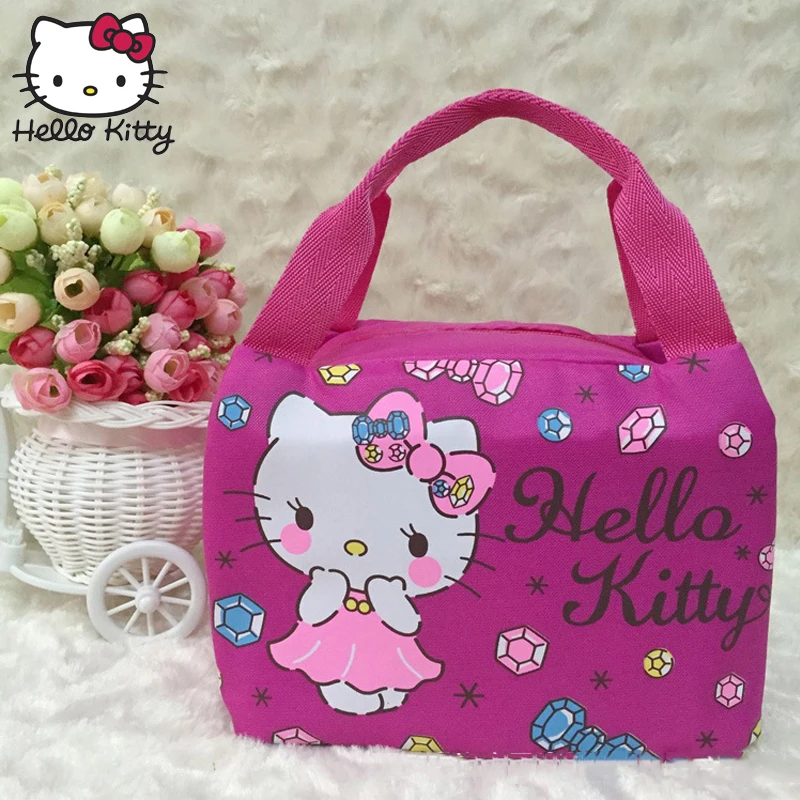 Hello kitty, милая сумка для ланча, женская, детская, Портативная сумка, для путешествий, отдыха, хранения, много, сумка, свежесть, изоляция, плюшевый рюкзак