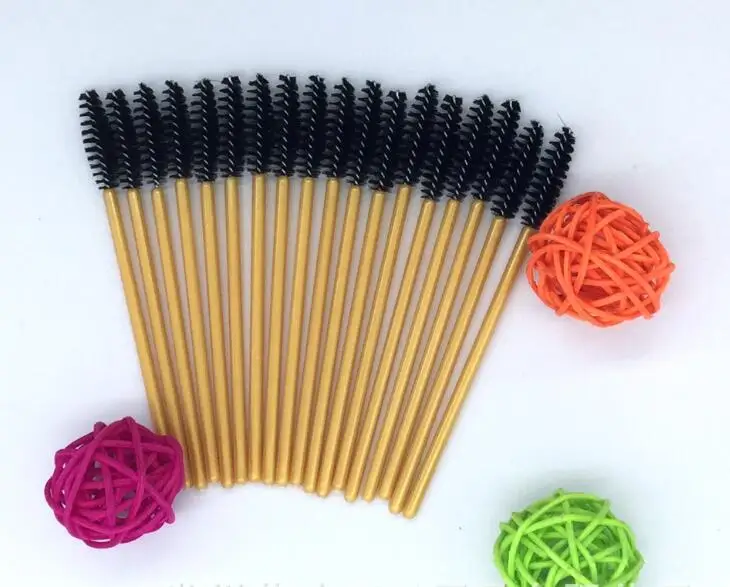 Одноразовая щетка для ресниц 100 шт. одноразовая мини-щетка с золотым стержнем