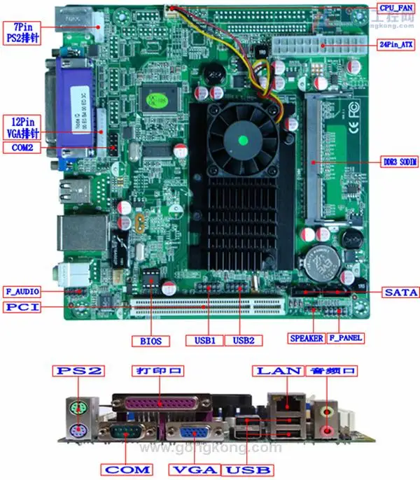 Б/у, ITX-WD525-2 D3 Atom D525 DDR3 Мини Беспроводная материнская плата промышленного управления, Протестировано
