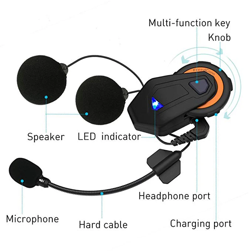 Гарнитура для мотоциклетного шлема Freedconn T max Bluetooth гарнитура связь с 6