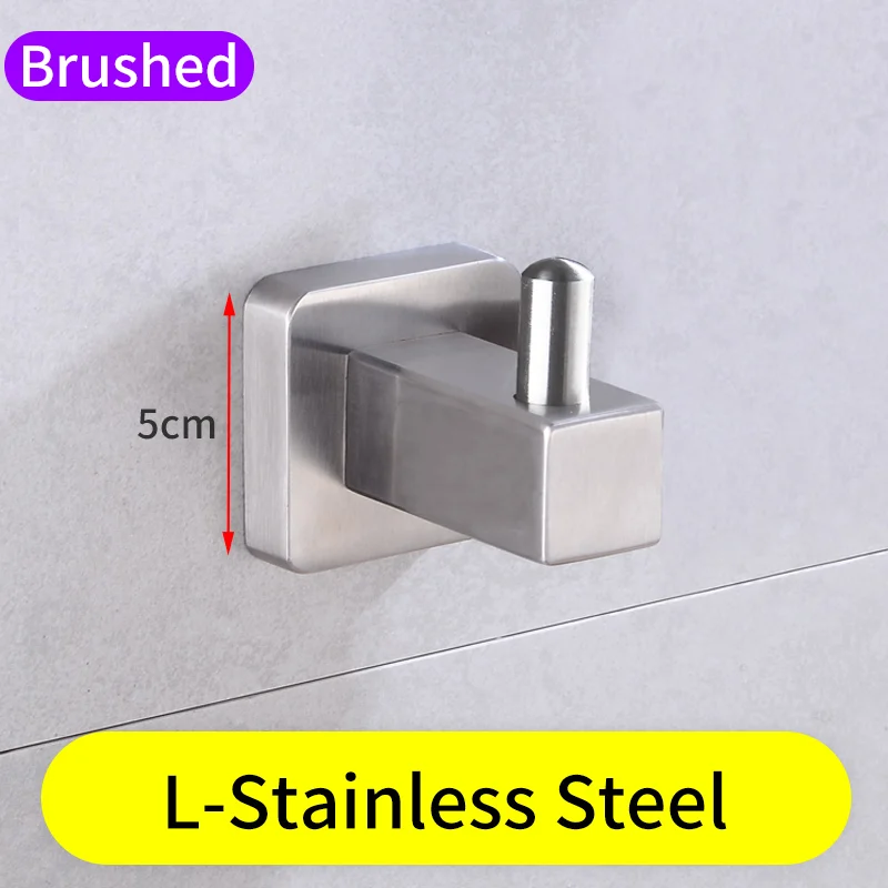 L-Brushed Крючки для пальто, настенные двойные крючки для халатов, крючки для ванной из нержавеющей стали, крючки для полотенец, сумка для ключей, вешалка для ванной комнаты - Цвет: L-Brushed