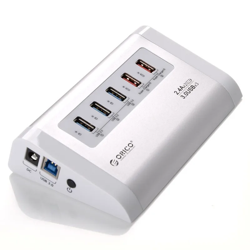 ORICO UH3C2-SV USB3.0 концентратор 5 Гбит/с высокоскоростной с зарядным устройством для мобильного телефона планшета EU Plug/US Plug-серебро