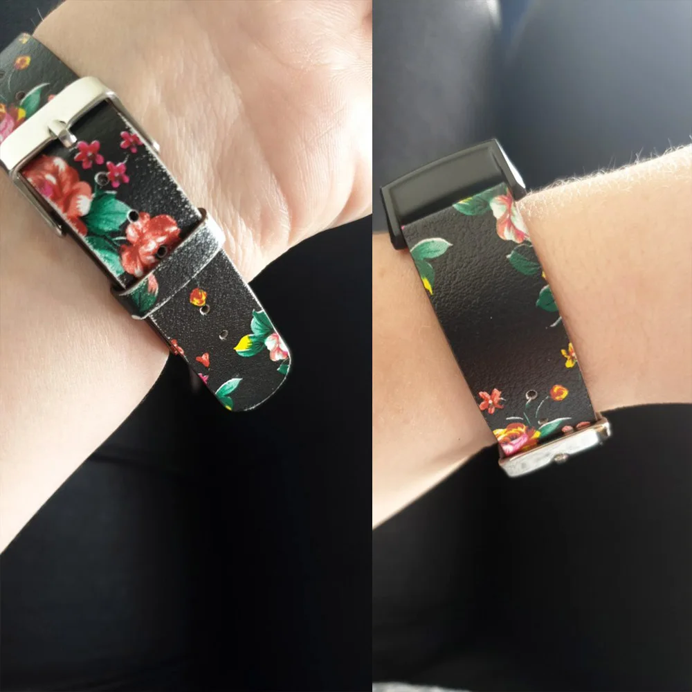 Замена printingfor Fitbit Charge 3 полосы Кожа бретели для нижнего белья Группа Сменные Смарт-часы для фитнеса группа с Нержавеющая оправа