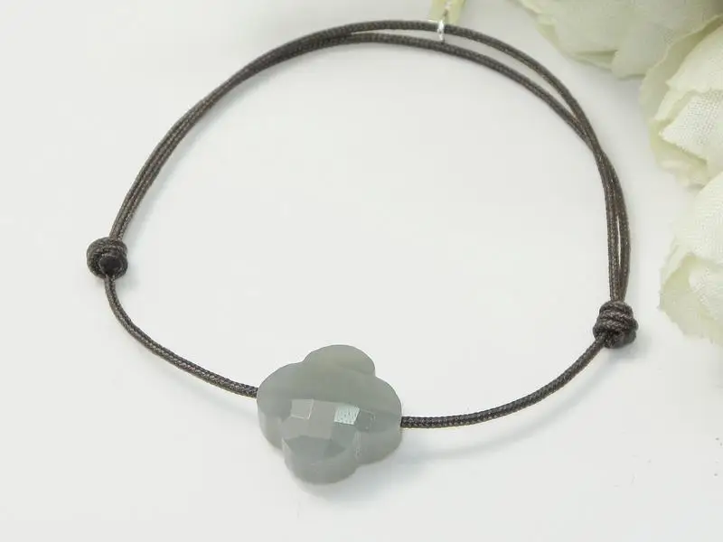 Gray FORIS брендовые ювелирные изделия Коричневые веревки 925 пробы серебряные бирки камень браслеты для женщин 11 цветов Лучшие продажи Сюрприз цена PB024 - Окраска металла: Gray