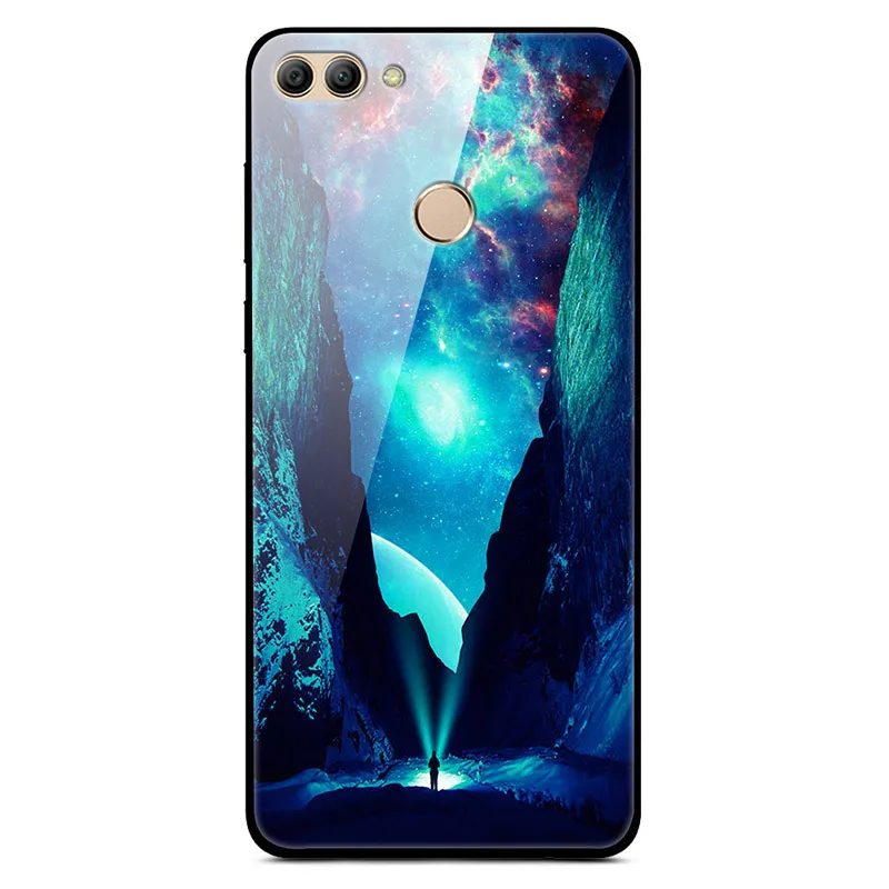 Жесткий чехол для huawei Y9 чехол из закаленного стекла задний корпус силиконовый бампер чехлы для телефона для huawei Y9 FLA-LX1 Y 9 Y92018 - Цвет: 22