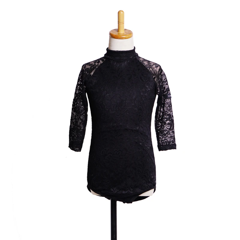 Children'S Dance Costume Latin Tops Middle Sleeves Leotard Tall Collar Girls Cha Tango Training Dancing Clothes ZH5104 | Тематическая