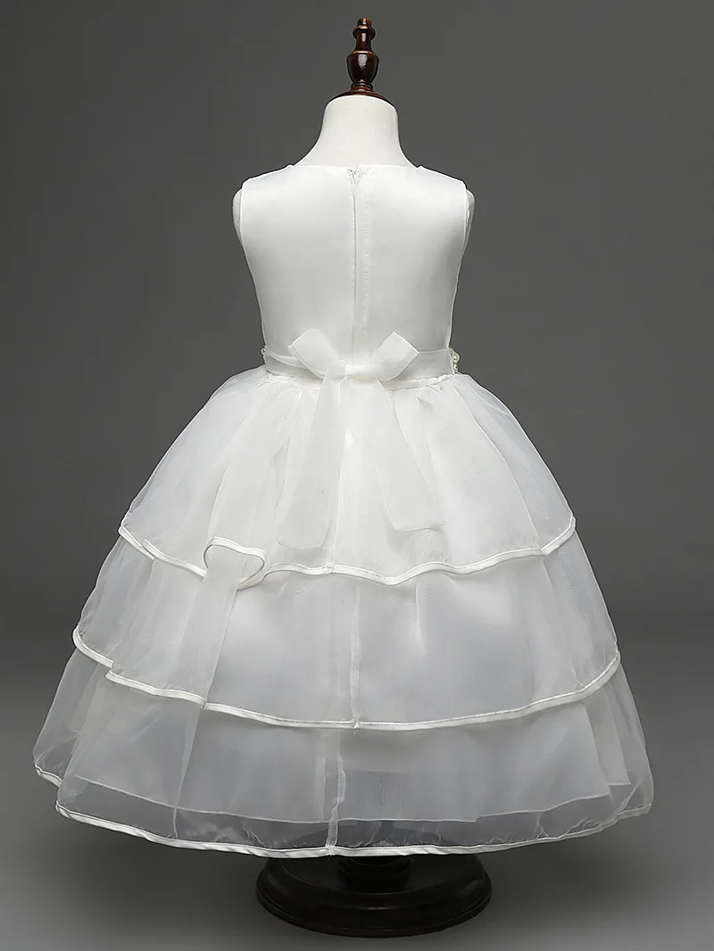 2017 Summer Children Girls Dresses Sleeveless Baby Ball Gown Dress Kids Party Wedding for Flower Girl 4-14Y | Детская одежда и