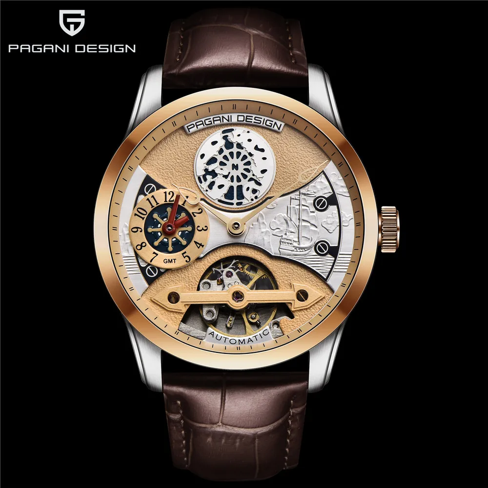 Часы PAGANI дизайнерские Роскошные Tourbillon механические водонепроницаемые 30 м из