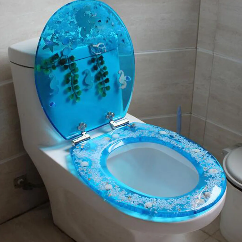 48*38CM High-grade Light blue beautiful Resin toilet seat cover |