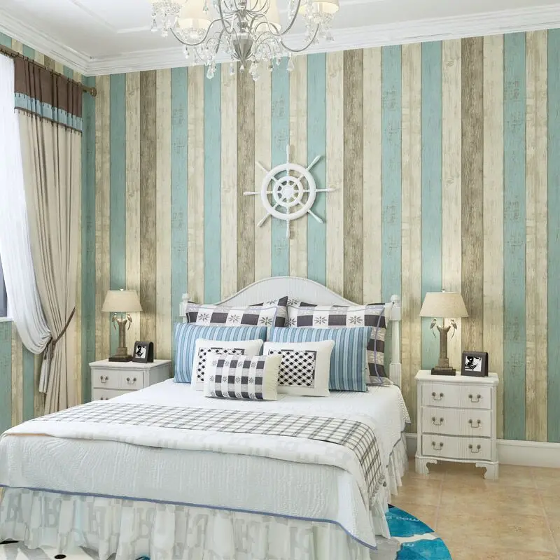 Высококачественные влагостойкие обои в стиле ретро полосатые для спальни