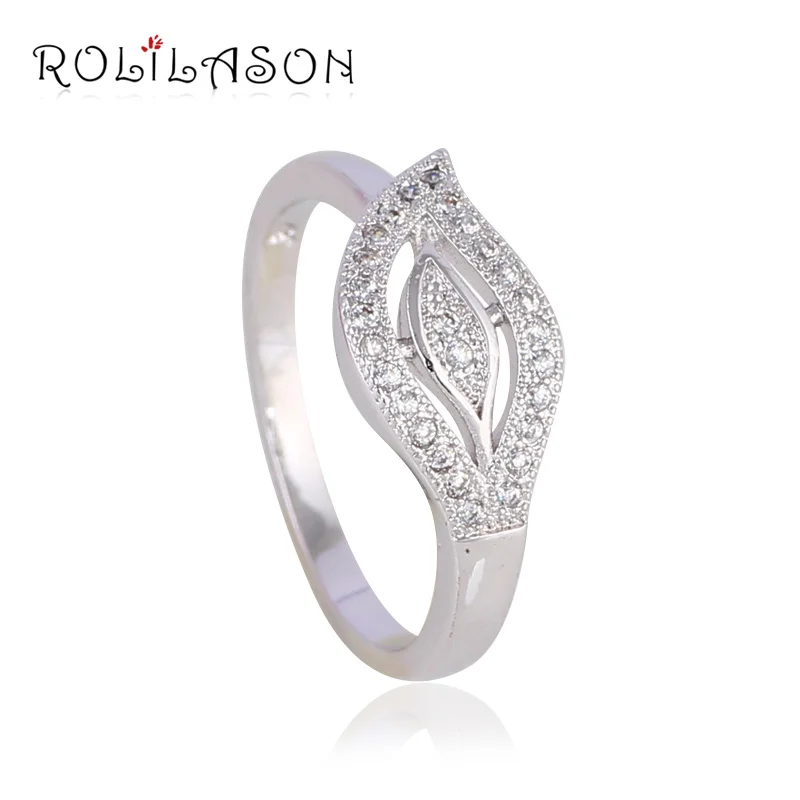 ROLILASON маленький свежий лист форма серебряного цвета белый кристалл Цирконий