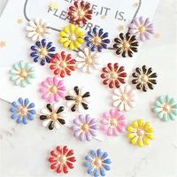 10pcslot alloy drop oil daisy metal buttons child diy hair accessories sun flower bridal headwear material decorative buttons