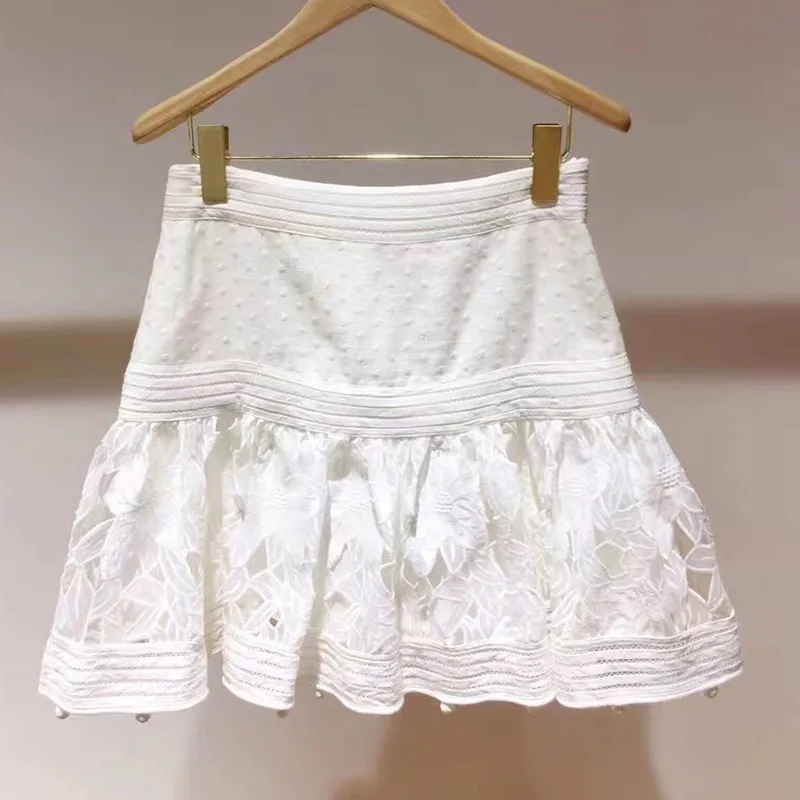 whiteskirt CHICEVER летний Однотонный женский комплект из двух предметов с лацканами рубашка с рукавом-фонариком юбки с высокой талией набор застежек на молнии Женская мода Повседневный - Цвет: whiteskirt