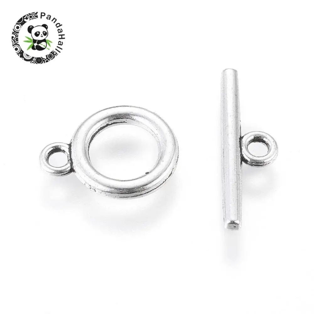

Tibetan Style Alloy Bar & Ring Toggle Clasps, Lead Free & Cadmium Free & Nickel Free, Antique Silver Color