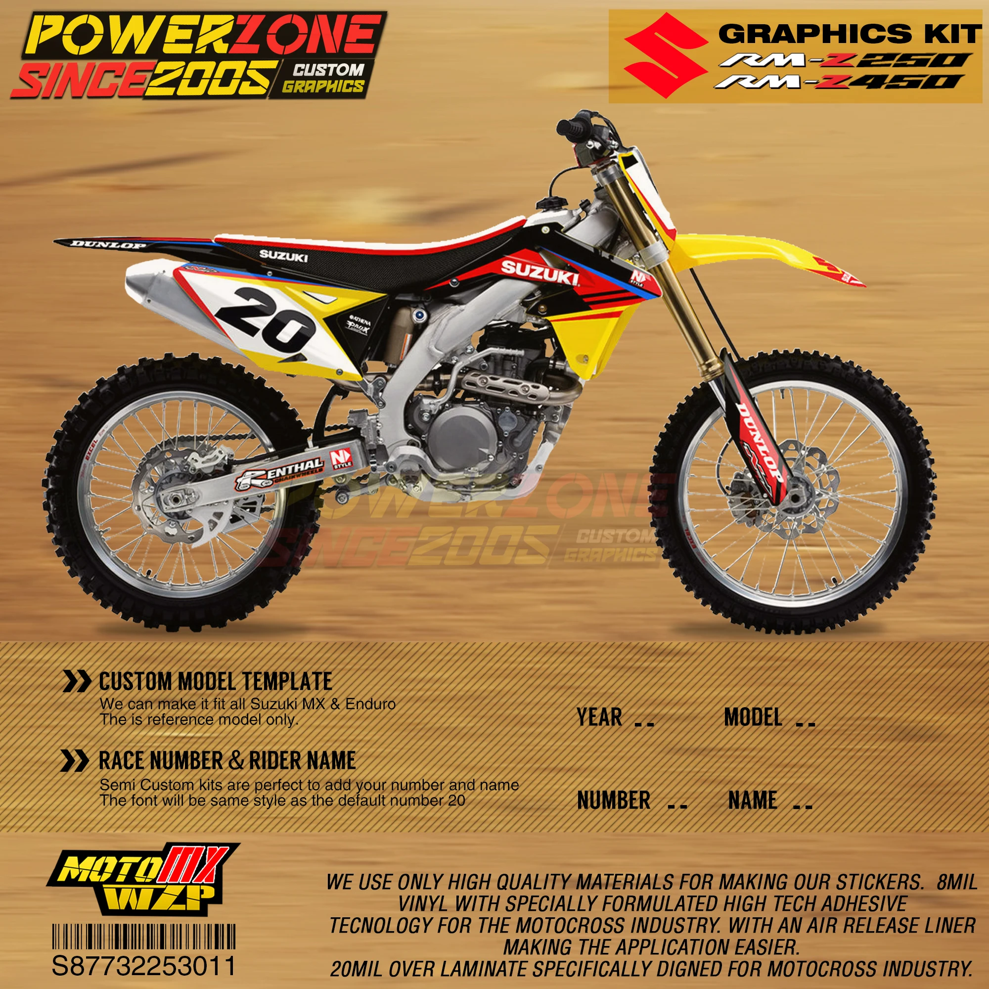 Персонализированные графические фоны PowerZone для команды наклейки 3M Набор наклеек