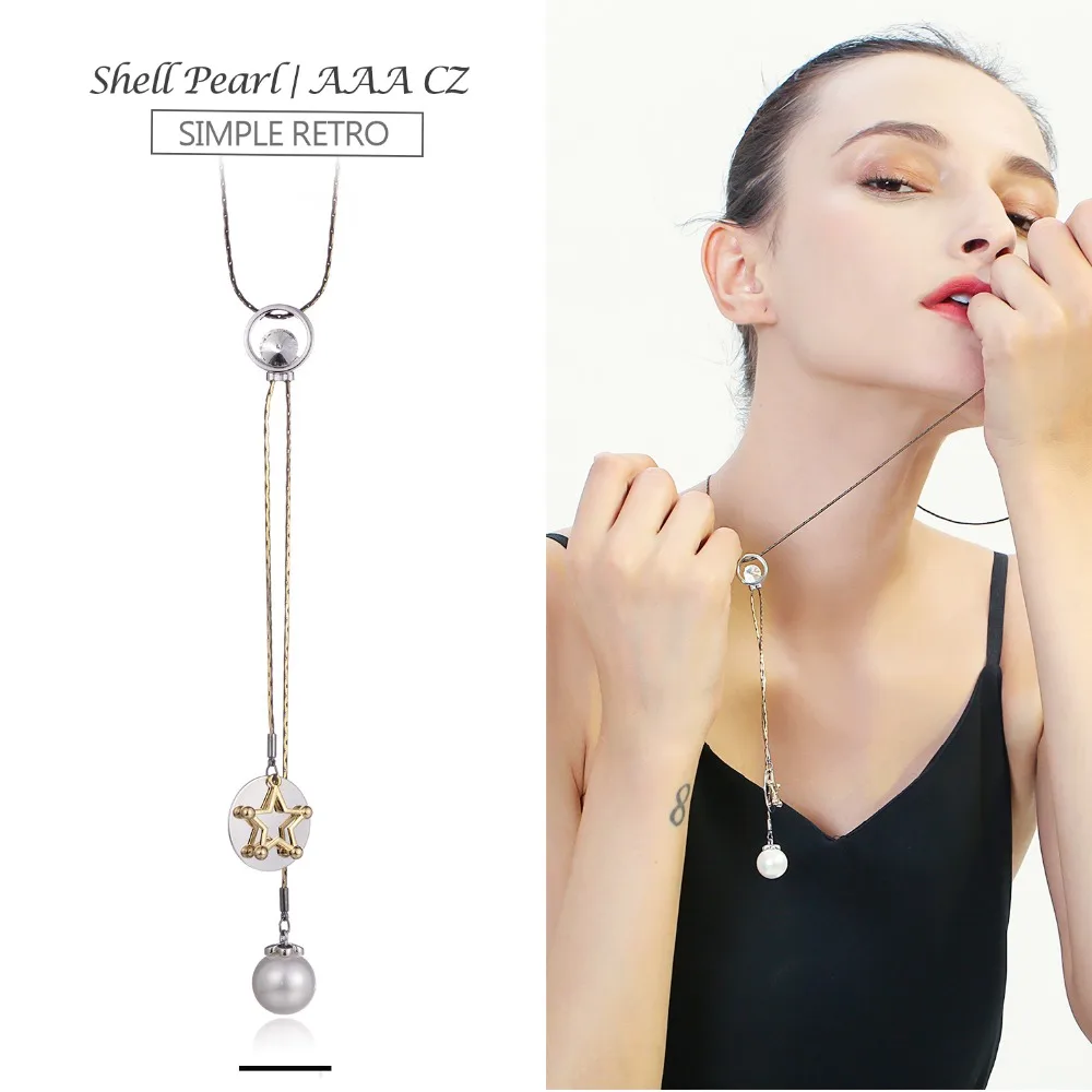 

Hongye Freshwater pearls Necklace 925 Sterling Silver Adjustable collares Women's jewelry kolye for Party Girl