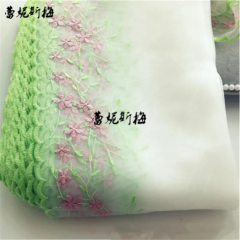 2yds Young Green вышивка цветок аппликация Кружева Детское платье Шитье Тюль планки