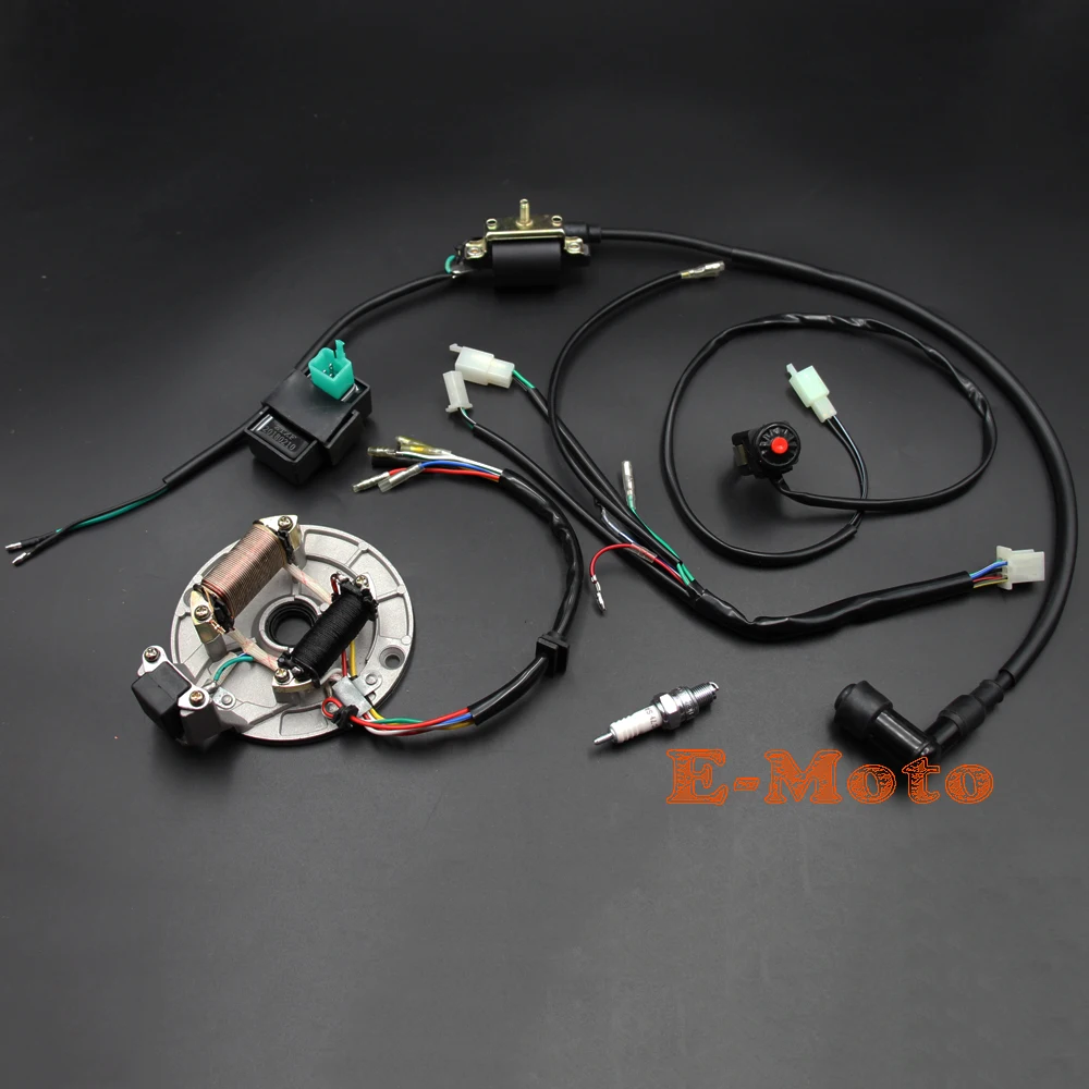 

Wire Loom Key Solenoid Magneto Coil Regulator CDI Spark Plug 50cc 70cc 90cc 110cc 125cc ATV Quad Bike new E-Moto