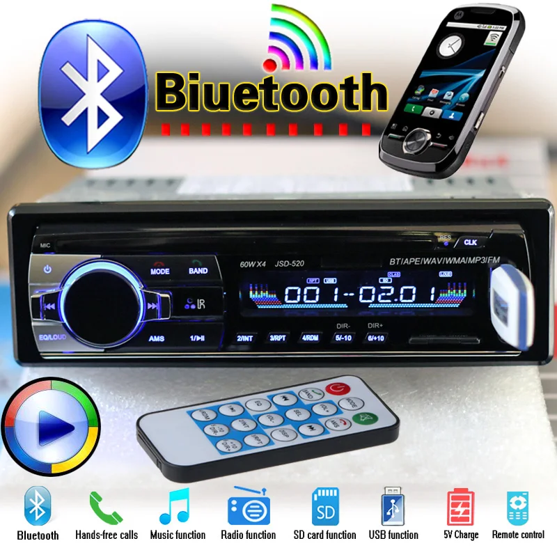 12 В автомобильный стерео fm радио MP3 аудио плеер Поддержка Bluetooth с AUX USB SD портом