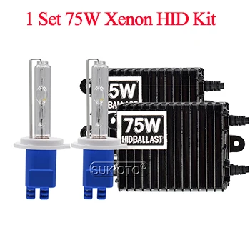 1 Set 75W Xenon Kit SUKIOTO автомобильных фар 75 Вт HID Xenon комплект Высокое Мощность 12V Xenon HID балласт 75 Вт Ксеон H1 H3 H7 H11 HB3 HB4 D2H HID набор ламп 3000 K-8000 K - Испускаемый цвет: 1 Set 75W Xenon Kit