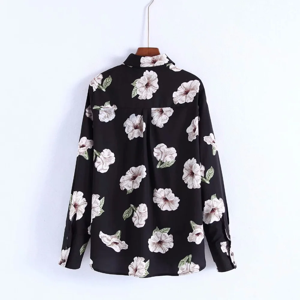 Za женские осенние Рубашки с принтом Блузки длинным рукавом рубашки Слик s Camisa Blusas