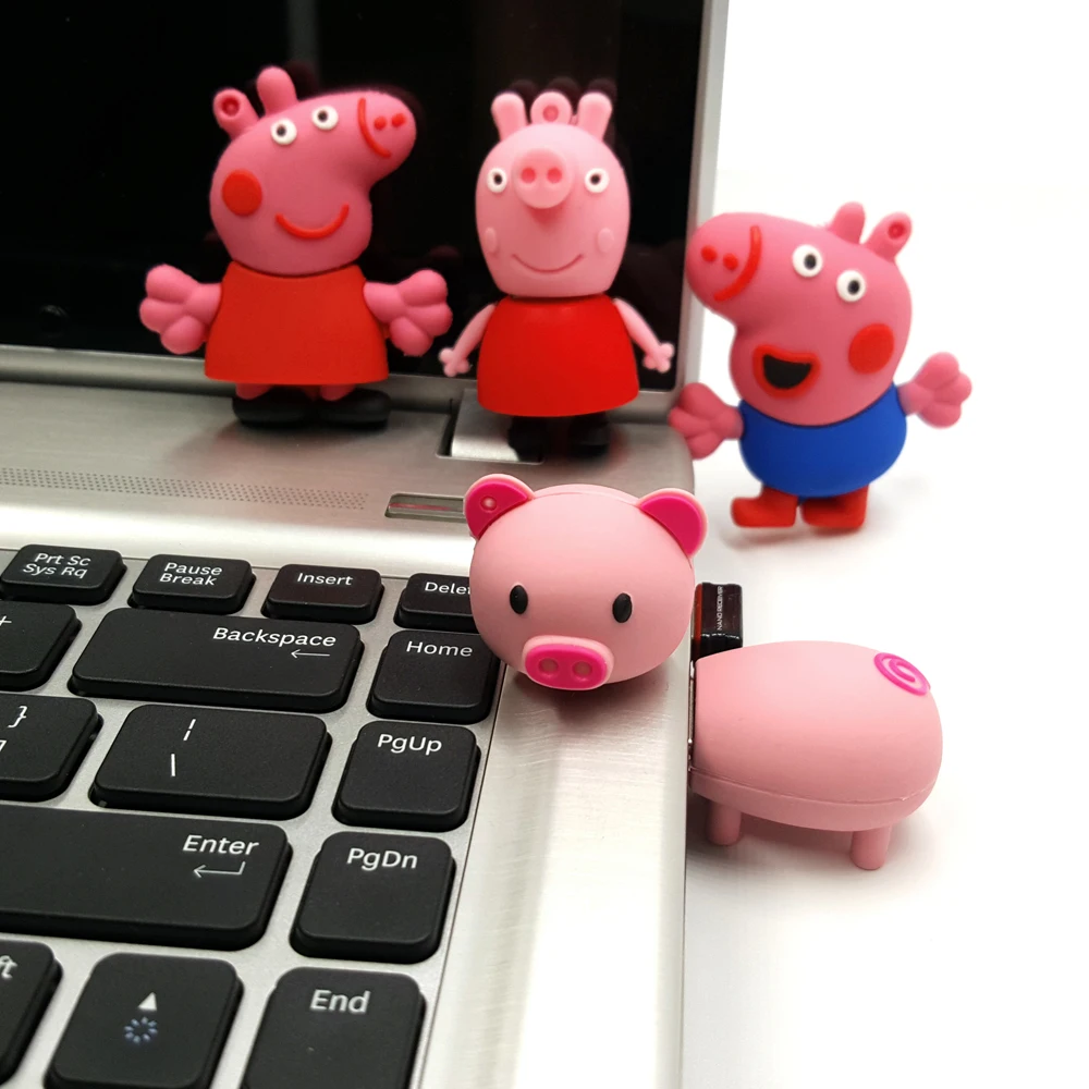 С адаптером OTG Мультяшные Usb флеш накопители 4G 8G 16G милая ручка с животными 32G 64G