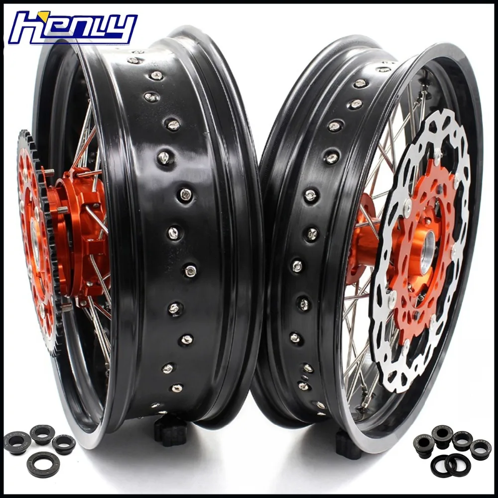 3,5/4,25 17IN. CUSH диск Supermoto колеса Supermotard обод набор для KTM Enduro R 690 2008- ступица Передняя 300 мм негабаритный диск