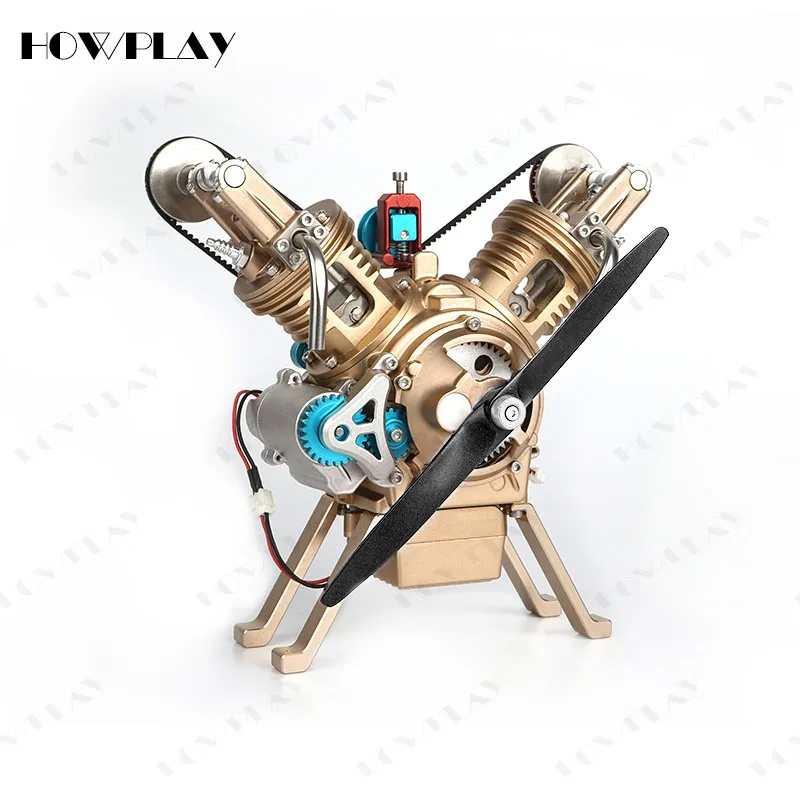 HowPlay бензиновый двигатель модель V2 металлическая Механическая Сборная souptoys